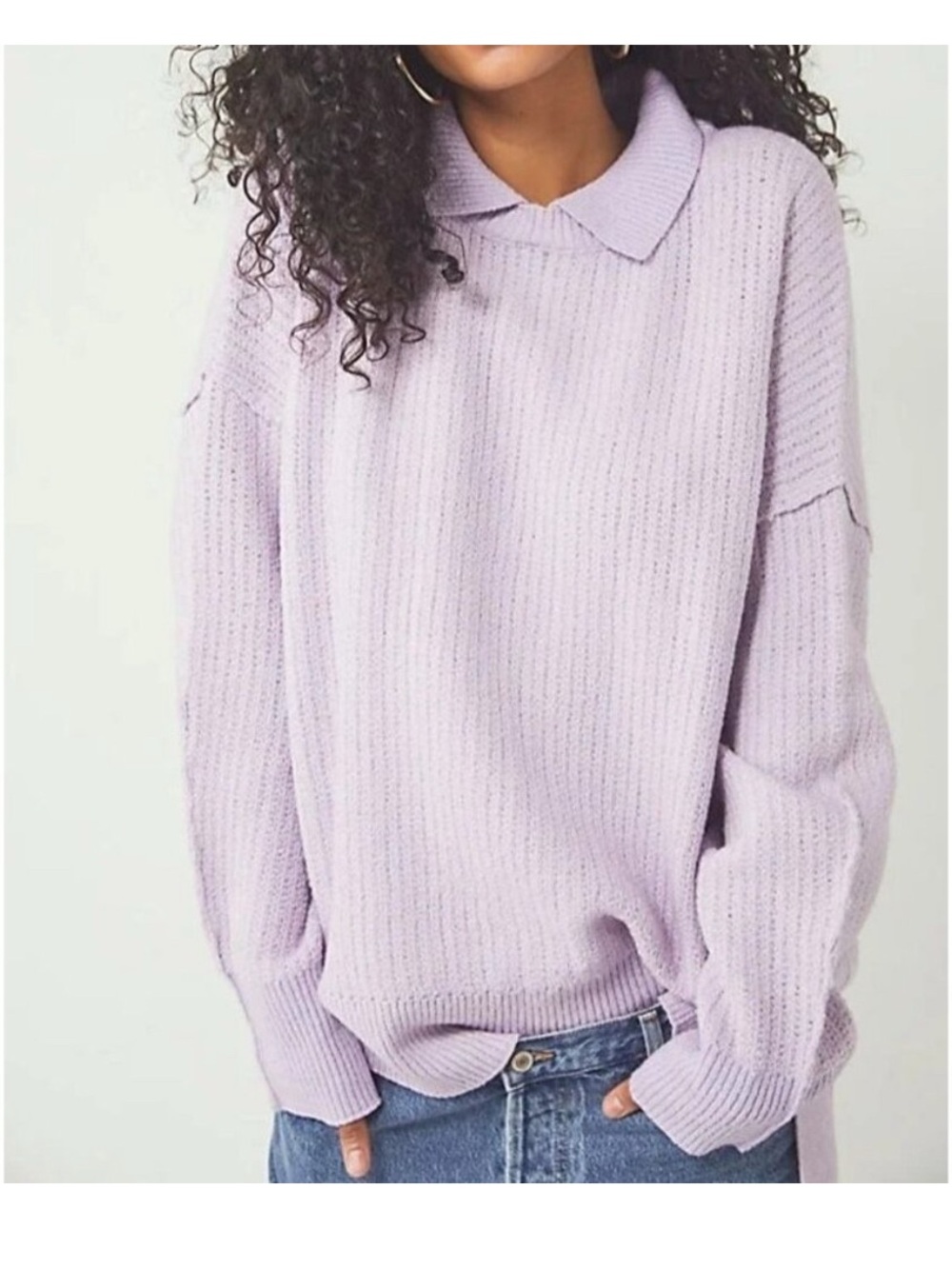 Free People Pony Up Lavendar Collared Women's Sweater